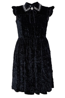 Черное платье с отделкой кристаллами Miu Miu