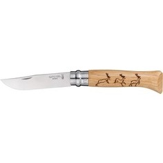 Нож складной Opinel №8 VRI Animalia Deer (олень) (нержавеющая сталь, рукоять дуб, длина клинка 8.5 см)