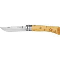 Нож складной Opinel №7 VRI Nature-Stars (звезды) (нержавеющая сталь, рукоять самшит, длина клинка 8 см)