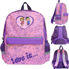 Рюкзак Action LOVE IS , разм. 40 x 33 x 12 , рельефная спинка, светоот. элементы, фиолетовый Action!