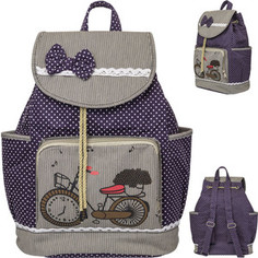Рюкзак Action мягкий, разм. 39х28х15 см, с принтом Велосипед, фиолетовый/белый, д/девочек Action!