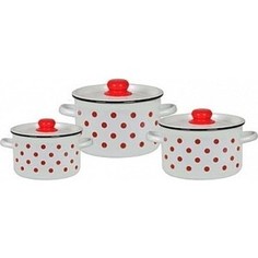 Набор эмалированной посуды 3 предмета СтальЭмаль Красный горох 1с33