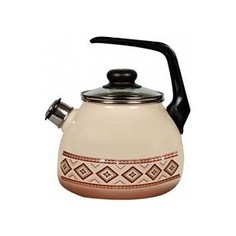 Чайник эмалированный со свистком 3.0 л СтальЭмаль Шоколад 4с209я