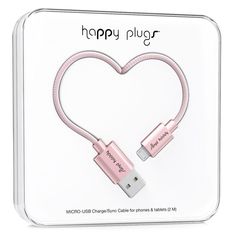Кабель Happy plug, microUSB (m) - USB 2.0 (m), 2м, розовый [00157012] Noname