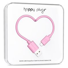 Кабель Happy plug, microUSB (m) - USB 2.0 (m), 2м, розовый [00153245] Noname