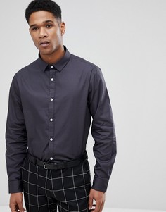 Однотонная поплиновая рубашка узкого кроя Process Black - Серый