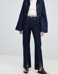 Джинсы в винтажном стиле с разрезами Weekday Limited Collection - Синий