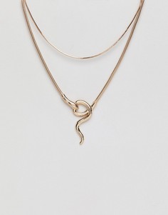 Многоярусное ожерелье со змеей ASOS DESIGN - Золотой