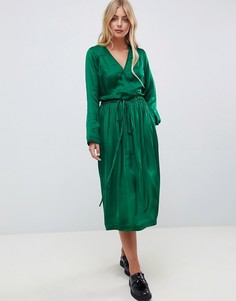 Платье макси с кружевной отделкой и поясом Leon & Harper Rimbaud - Зеленый