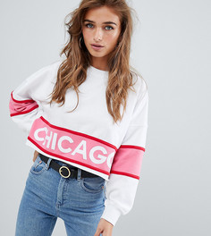 Белый укороченный свитшот с надписью Chicago Missguided Petite - Белый