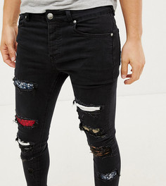 Черные супероблегающие джинсы с рваной отделкой Sixth June эксклюзивно для ASOS - Черный