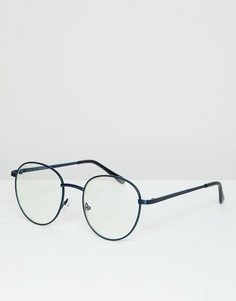 Темно-синие круглые очки с прозрачными стеклами ASOS DESIGN - Темно-синий