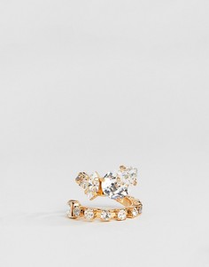 Кольцо в виде змейки с кристаллами Swarovski Krystal London - Золотой