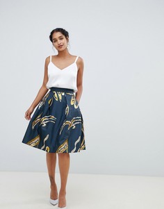 Короткая расклешенная юбка с цветочным принтом Closet London - Мульти