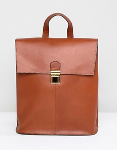 Кожаный рюкзак с портфельной застежкой ASOS DESIGN - Рыжий