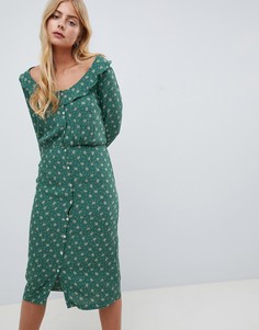 Платье-рубашка с оборкой Leon & Harper Rhoda - Зеленый