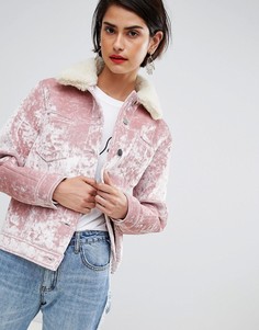 ASOS DESIGN velvet pocket detail jacket - Розовый