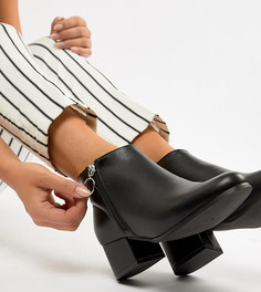 Ботильоны на каблуке для широкой стопы с молнией сбоку London Rebel - Черный