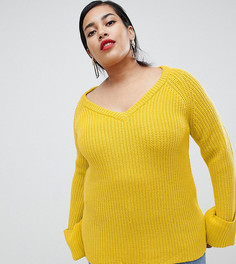 Свободный джемпер с V-образным вырезом Lost Ink Plus - Желтый