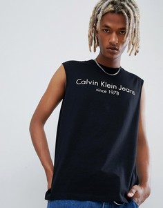 Майка с принтом на груди Calvin Klein - Черный
