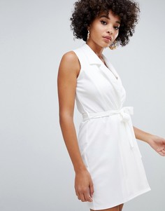 Белое платье без рукавов с поясом Missguided - Белый