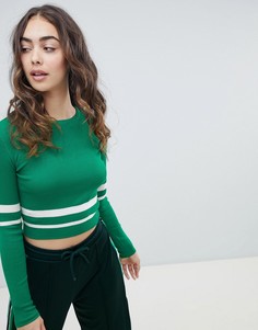 Зеленый укороченный джемпер с длинными рукавами Pull&bear - Зеленый Pull&;Bear