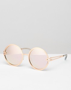 Круглые солнцезащитные очки с золотистыми стеклами Quay Australia ukiyo - Золотой