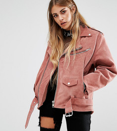 Замшевая байкерская куртка Reclaimed Vintage - Розовый