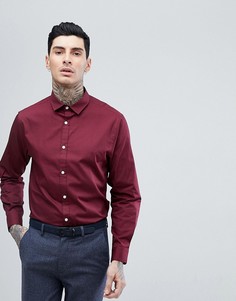 Однотонная поплиновая рубашка узкого кроя Process Black - Красный