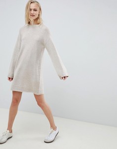 Вязаное платье мини из пушистой пряжи ASOS DESIGN - Бежевый
