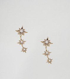 Позолоченные серьги-клаймберы с отделкой в виде звезд Estella Bartlett - Золотой