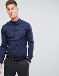 Темно-синяя эластичная строгая рубашка Celio - Темно-синий