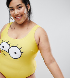 Костюм для плавания The Simpsons x ASOS DESIGN Curve - Желтый