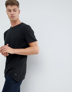 Длинная футболка с необработанным асимметричным краем Produkt - Черный