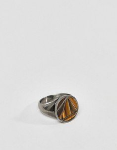 Серебристое состаренное кольцо на мизинец с камнем тигровый глаз Simon Carter - Серебряный
