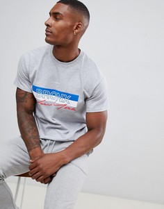 Серая футболка с принтом Bronx New York boohooMAN - Серый