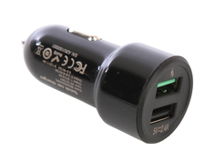 Зарядное устройство Devia Smart Dual USB Car Charger QC 3.0+2.4A 30W Black 24431