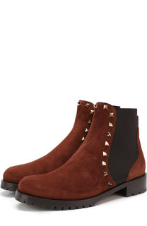 Замшевые ботинки Valentino Garavani Rockstud с внутренней отделкой из овчины Valentino