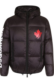 Стеганый пуховик на молнии с капюшоном Dsquared2