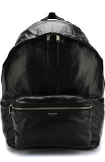 Кожаный рюкзак с внешним карманом на молнии Saint Laurent