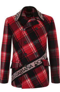 Укороченный шерстяной бушлат с логотипом бренда Dolce & Gabbana
