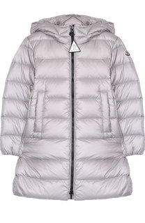 Стеганое пальто на молнии с капюшоном Moncler Enfant