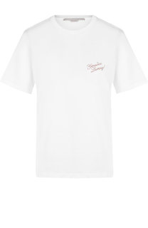 Хлопковая футболка с круглым вырезом и надписью Stella McCartney