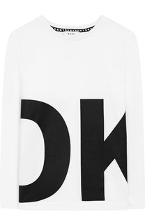 Хлопковый лонгслив с принтом DKNY