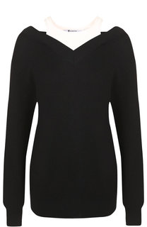 Шерстяной пуловер с контрастным воротником T by Alexander Wang