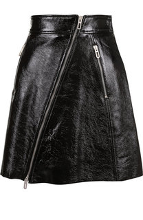 Кожаная мини-юбка с косой молнией DROMe