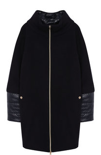 Шерстяное пальто на молнии с воротником-стойкой Herno