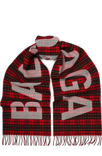 Шерстяной шарф с бахромой и логотипом бренда Balenciaga