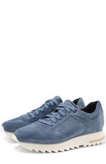 Замшевые кроссовки на шнуровке Santoni