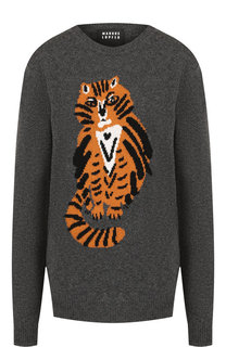 Шерстяной пуловер с круглым вырезом и вышитым принтом Markus Lupfer